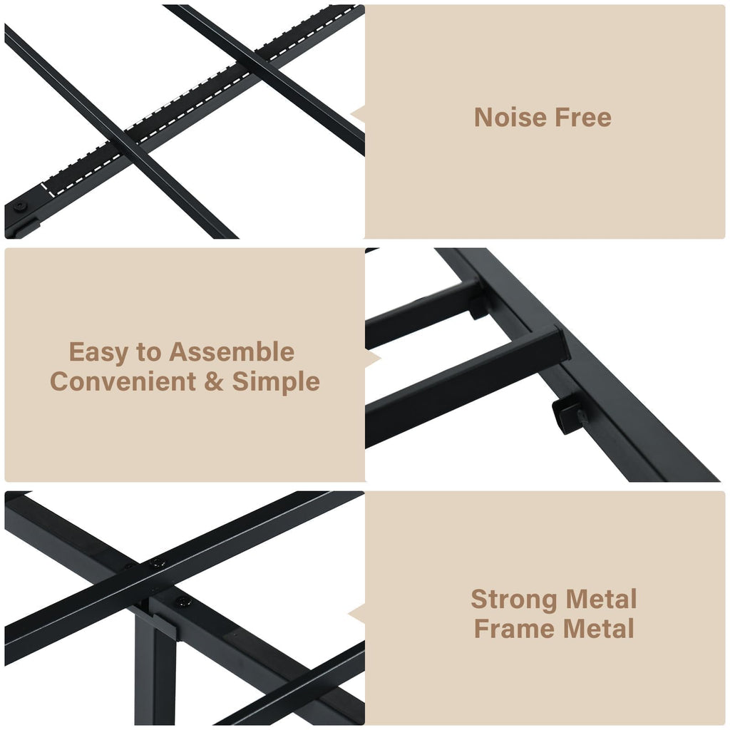Twin Bed Frame with Headboard and Under-Bed Storage, Black Z757347