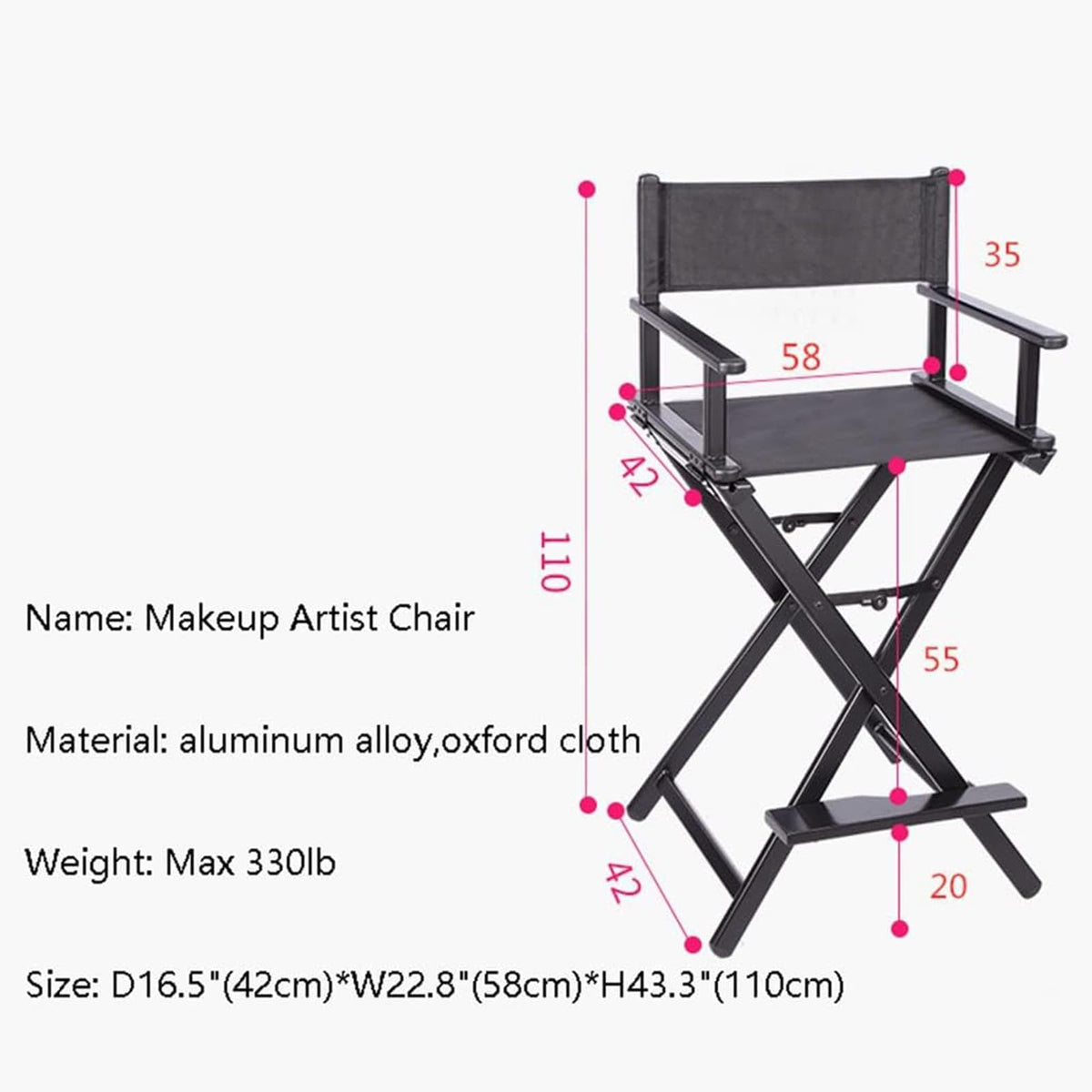 Aluminum Folding High Back Chair with Footrest C8471