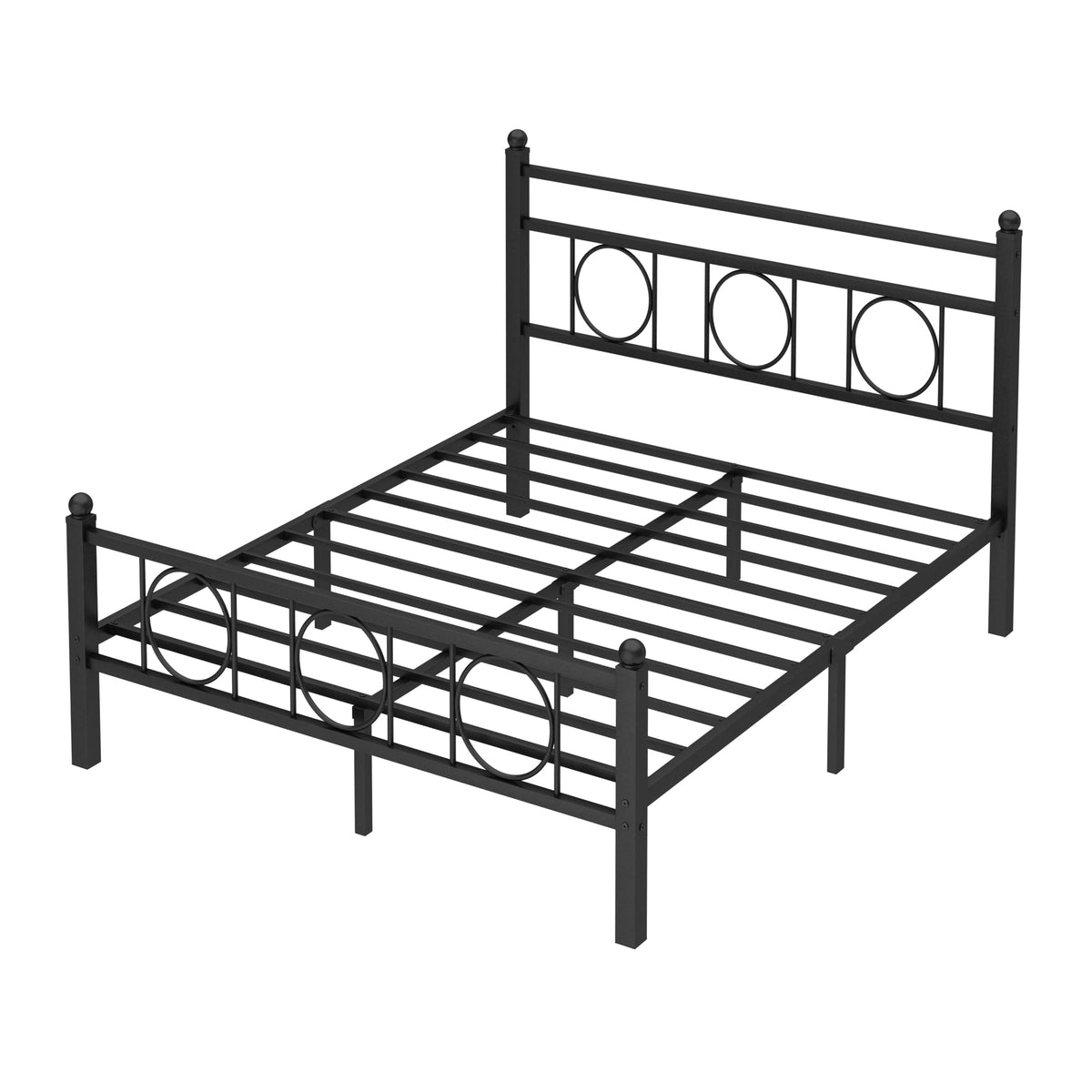 Black Full Bed Frame with Headboard H8083