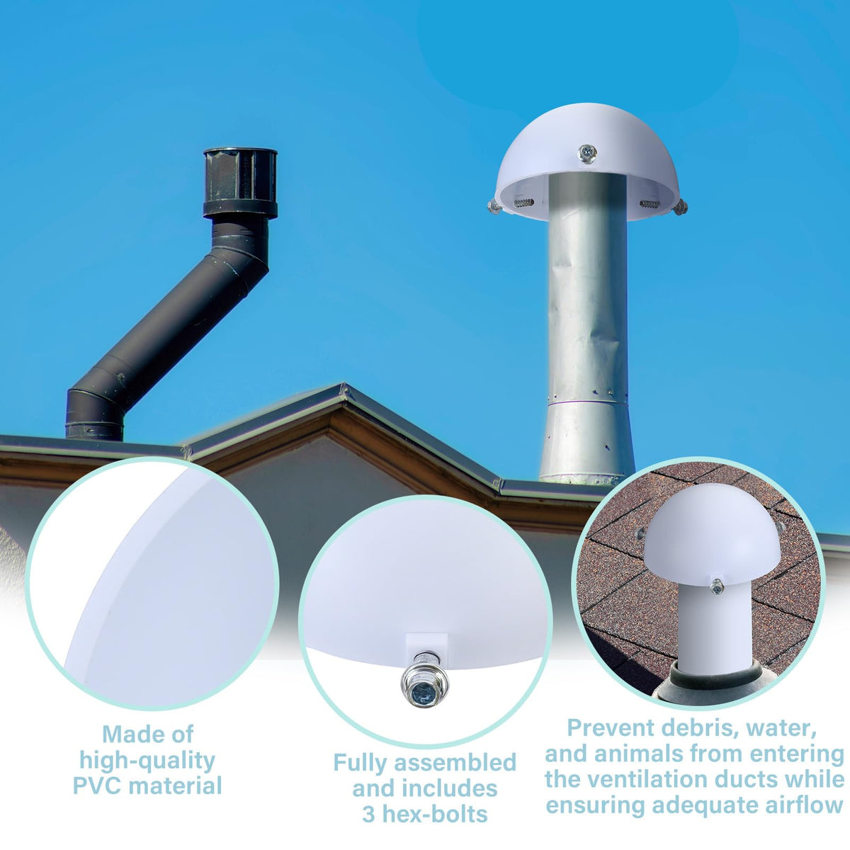 2 Pcs White Mushroom Vent Cap N131