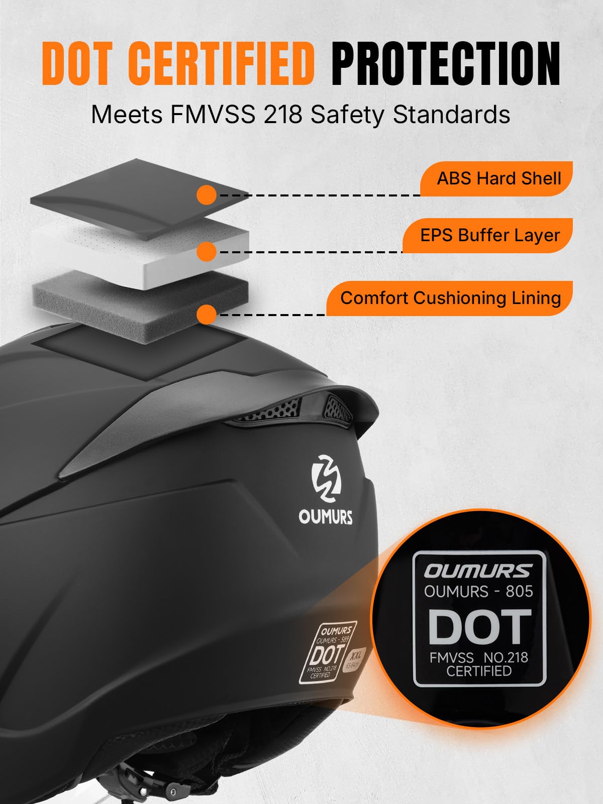 3/4 Motorcycle Helmet DOT Approved Open Face T3215
