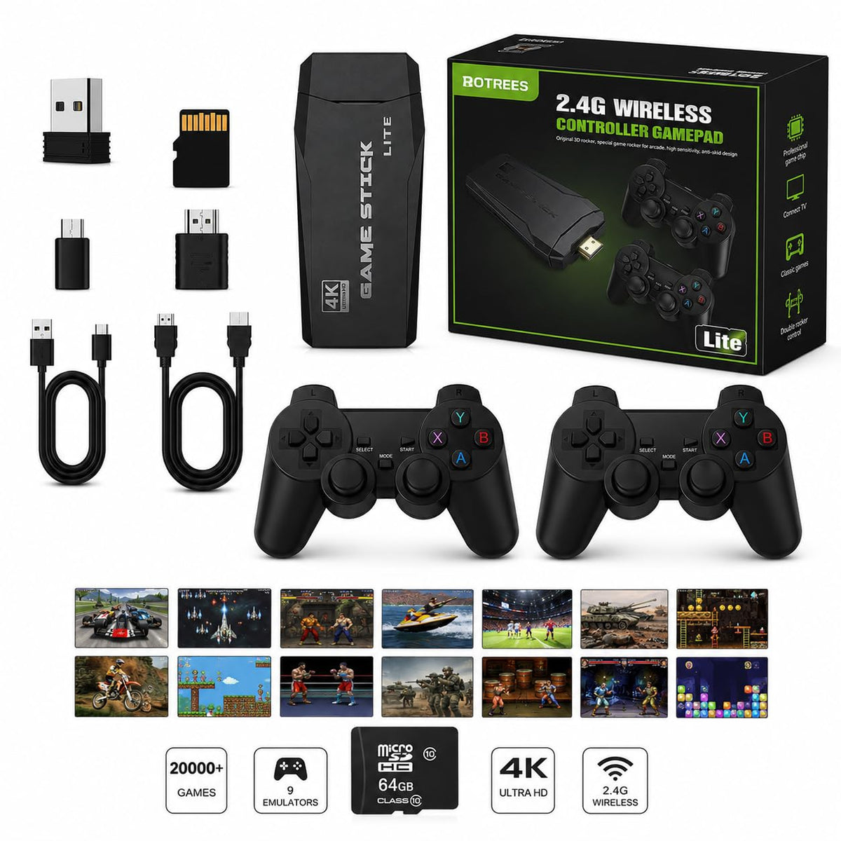 Retro Gaming Console 4K HDMI with 20,000+ Built-in Classic Video Games L356424