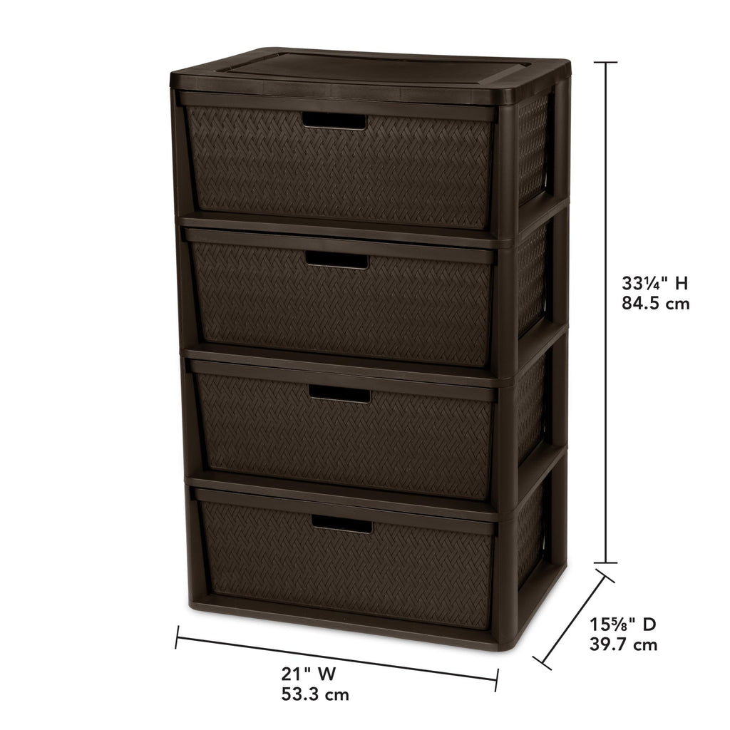 Brown 4-Drawer Storage Tower U476
