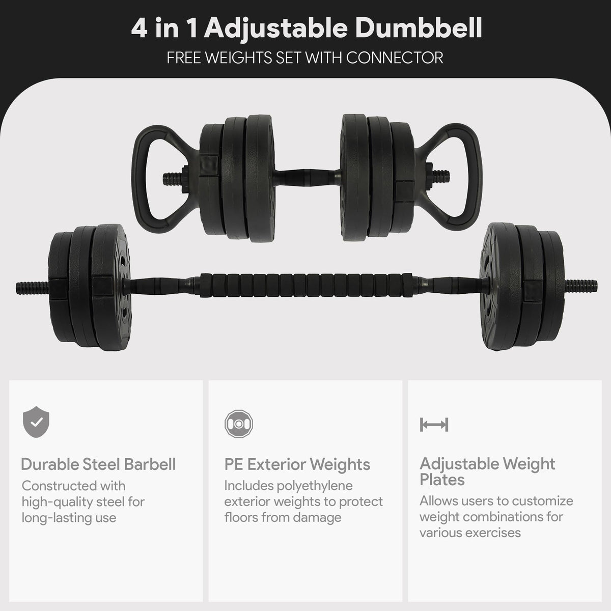 Adjustable Dumbbell Set 60 Lbs Black A1651