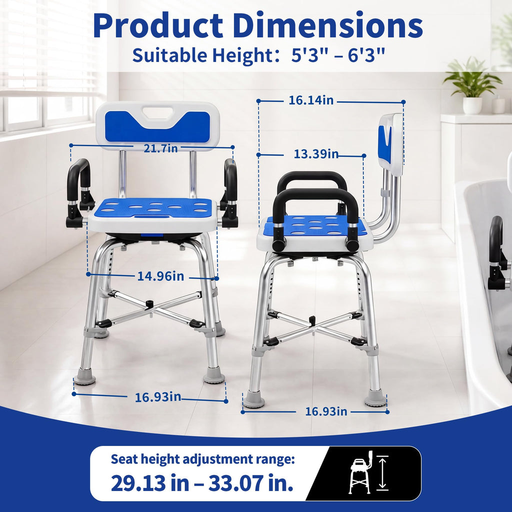 360° Swivel Shower Chair, 500 lbs Capacity, Height Adjustable M510771