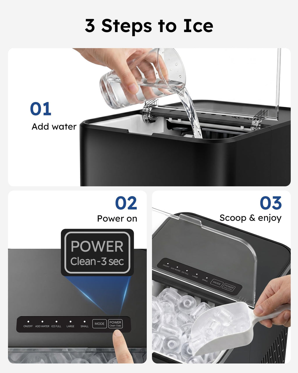 Countertop Ice Maker 26.5 lbs/Day 8 Bullet Z9218