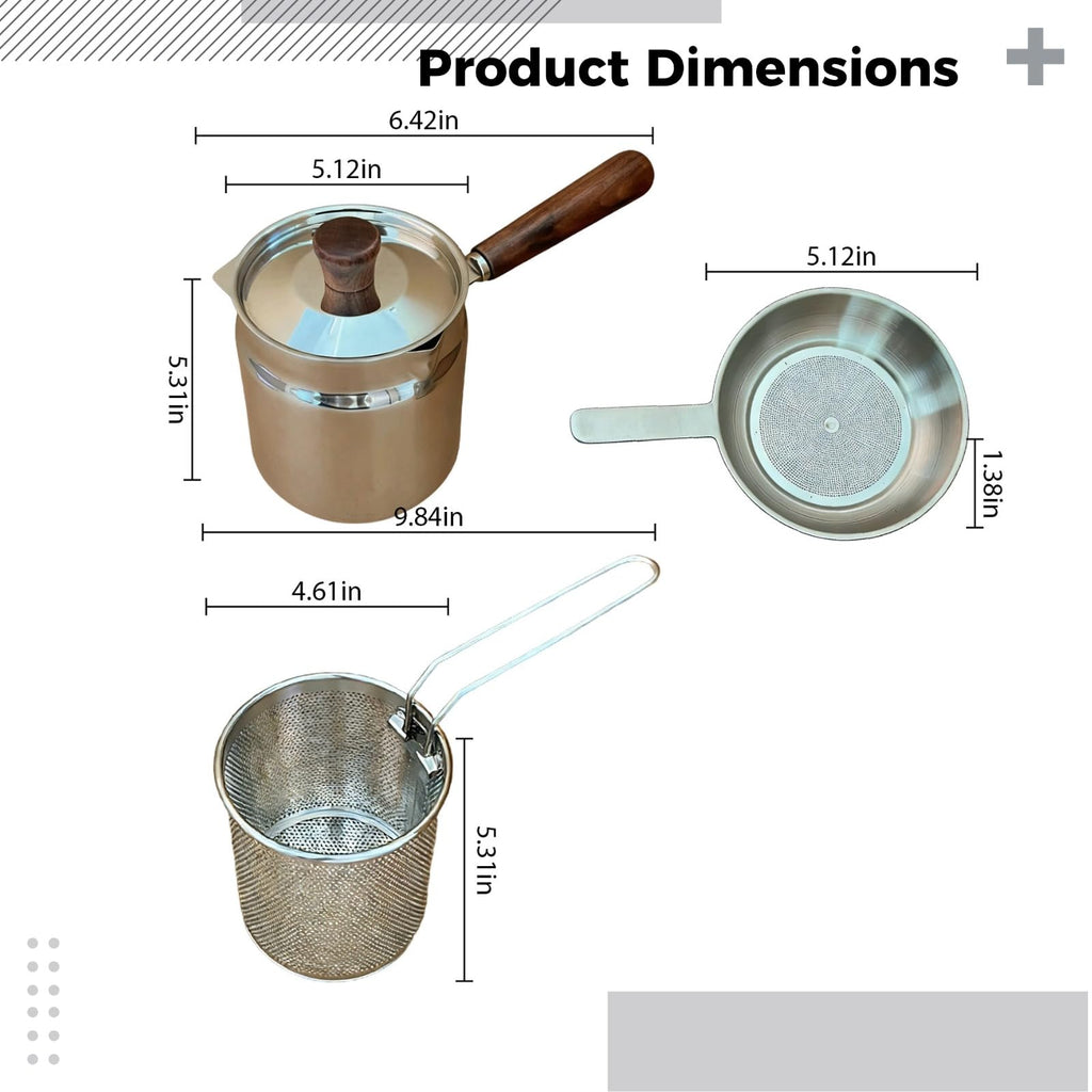 2 L 304 Stainless Steel Deep Fryer Pot Set with Frying Basket J80568