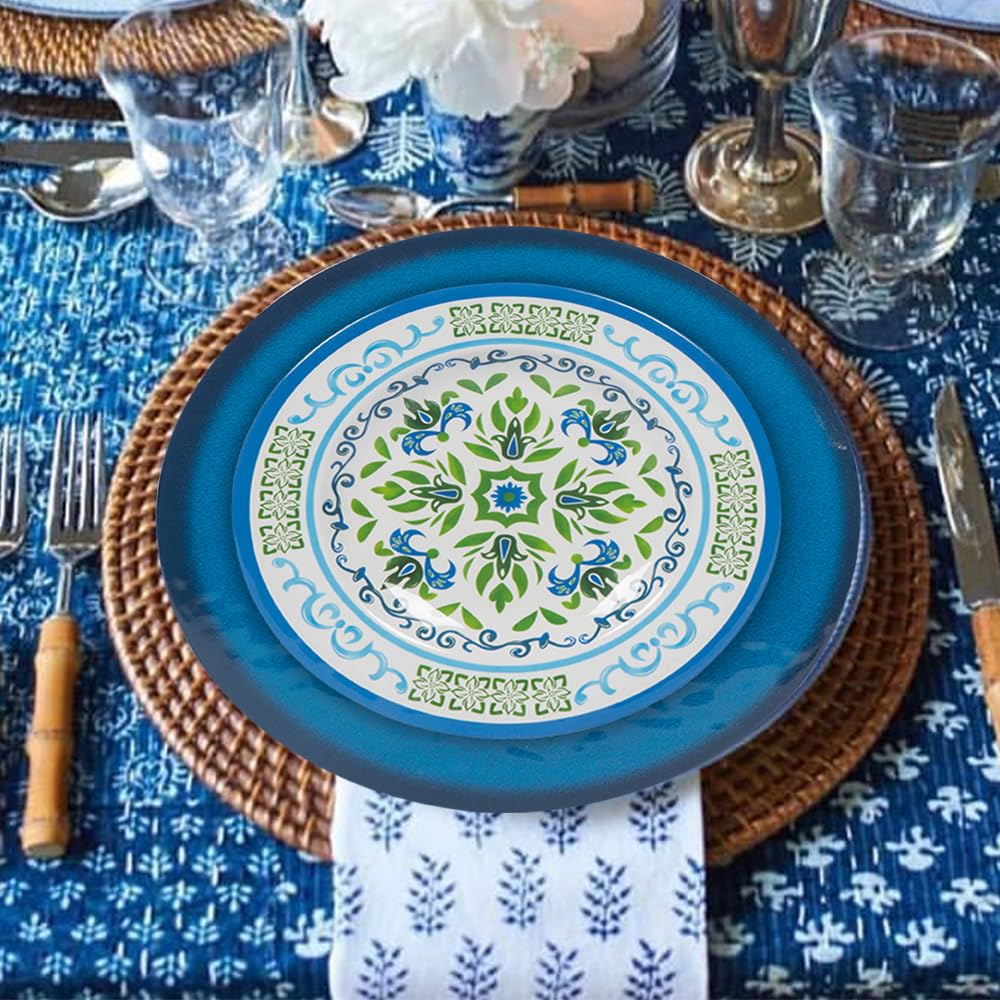 Melamine Dinnerware Set for 4, 12-Piece Blue Floral M230571