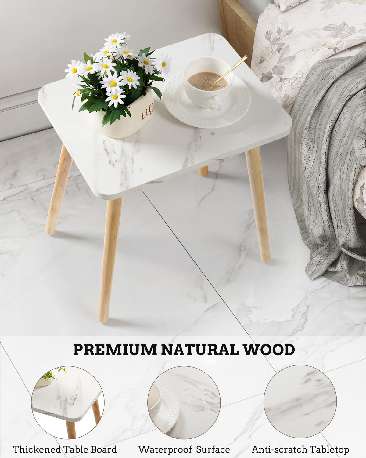 Set of 2 Small Side Table with Wood Legs C398186