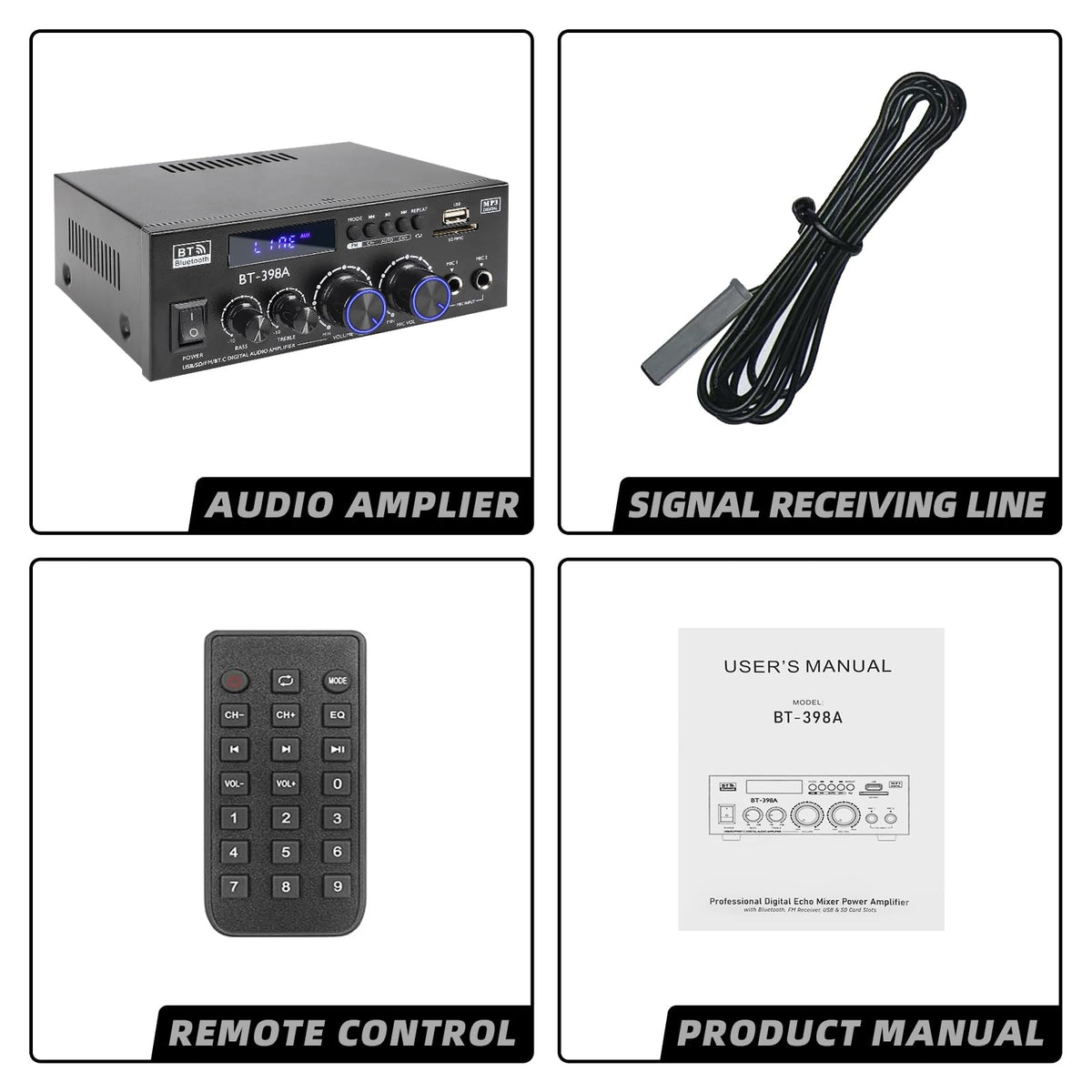 Bluetooth 5.0 Stereo Receivers, 2 Channel 450W Home Amplifier R6519