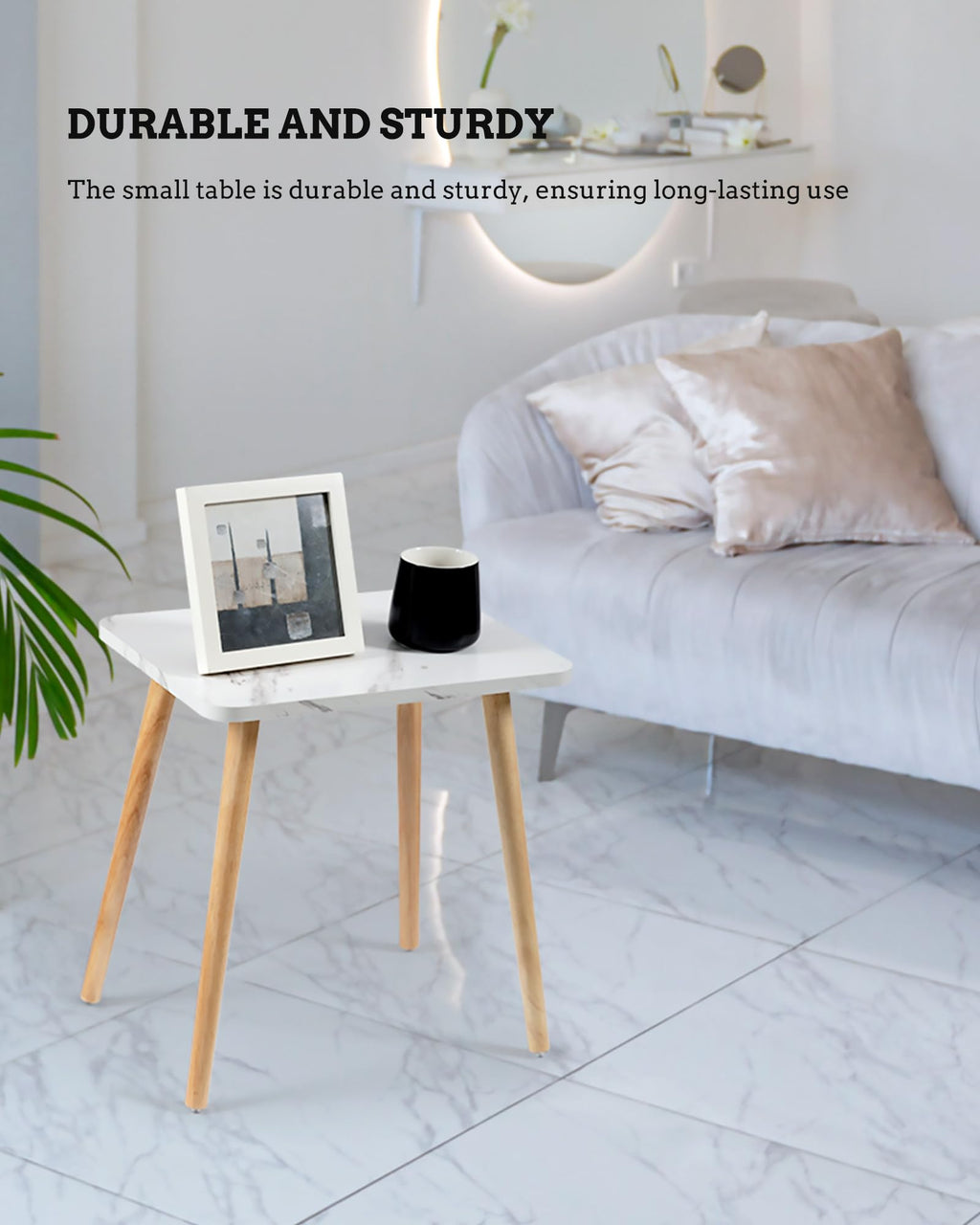 Set of 2 Small Side Table with Wood Legs C398186