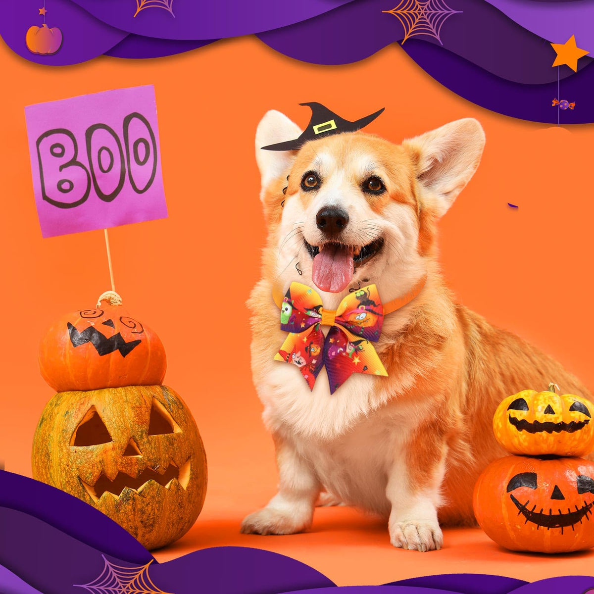240 Pcs Halloween Dog Bows Tie Collars C619775