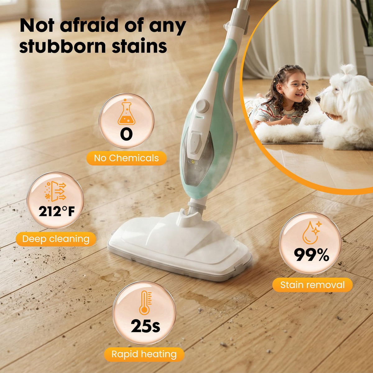 14-in-1 Steam Mop Detachable Handheld Steam Cleaner with 2 Washable Pads Y265671