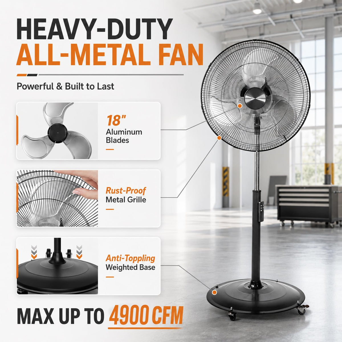 18" Black Oscillating Pedestal Fan with Remote V814347