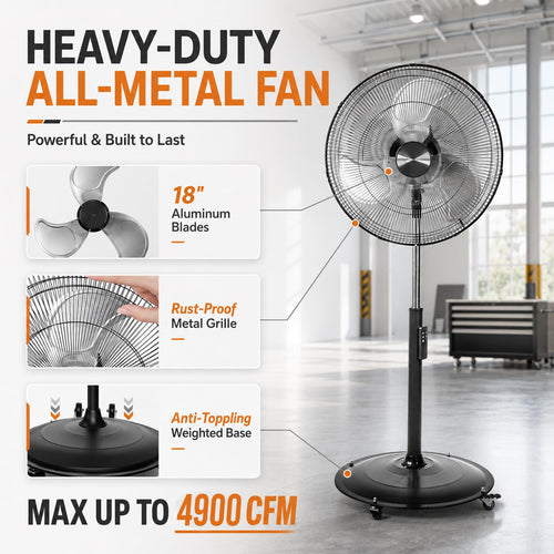 18" Black Oscillating Pedestal Fan with Remote V814347