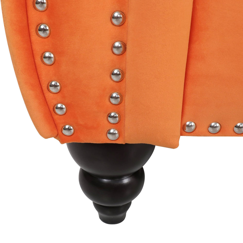 Orange Velvet 3 Seater Sofa H8231