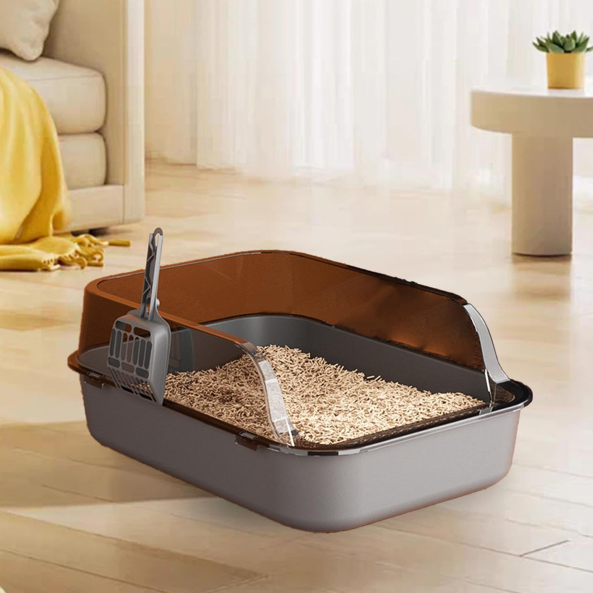 Open Top Sifting Litter Box Gray Q4820