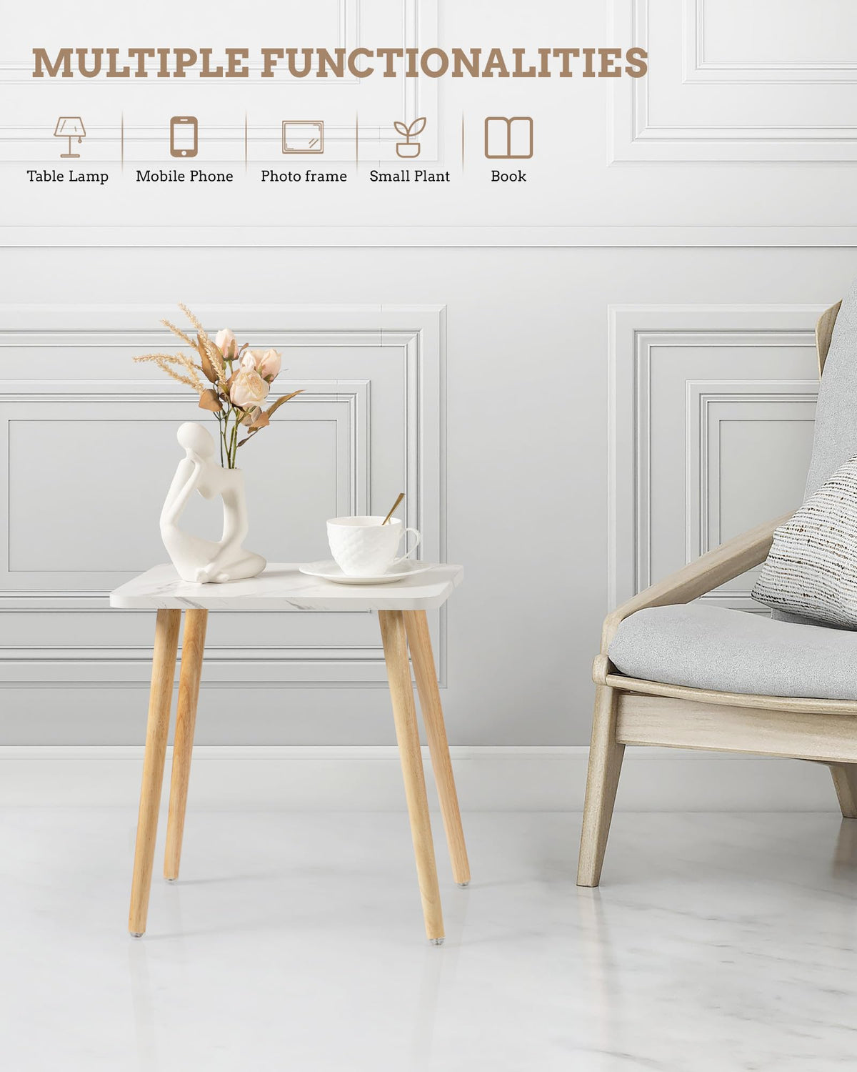 Set of 2 Small Side Table with Wood Legs C398186