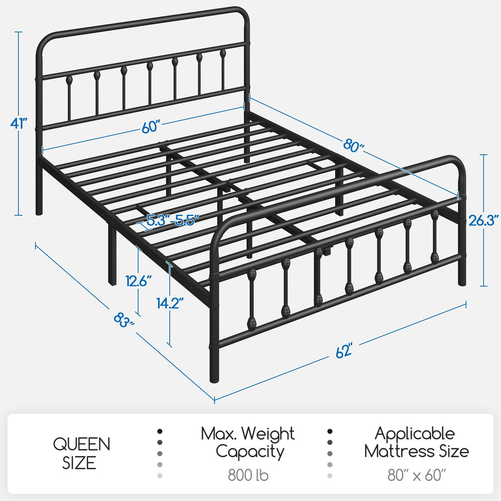 Queen Metal Platform Bed Frame E286
