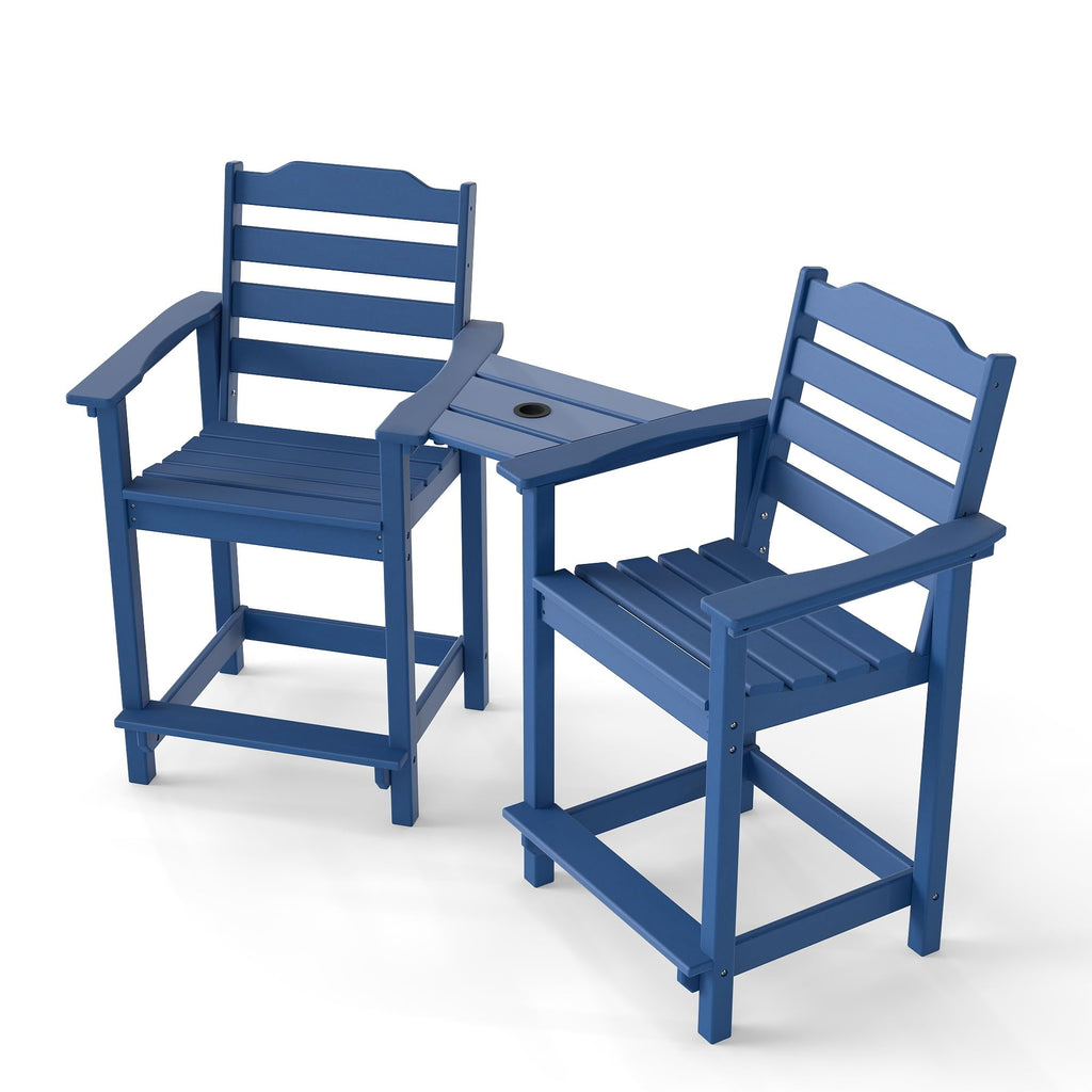 HDPE All-Weather Plastic Adirondack Chair Set of 2 Navy Blue Z469162