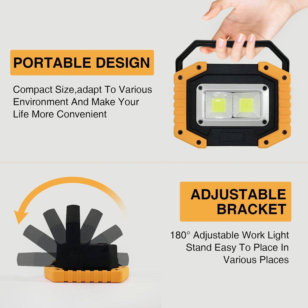 30W 2000LM Portable Waterproof Rechargeable LED Work Light with Stand A920