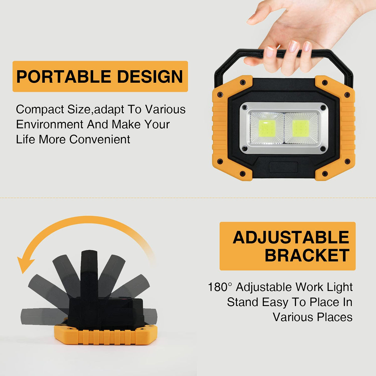 30W 2000LM Portable Waterproof Rechargeable LED Work Light with Stand A920