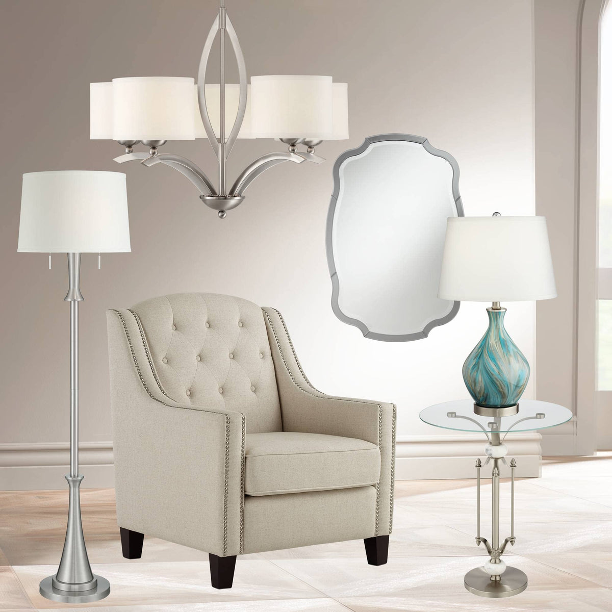 22" High Blue Gray Art Glass Table Lamp C184574