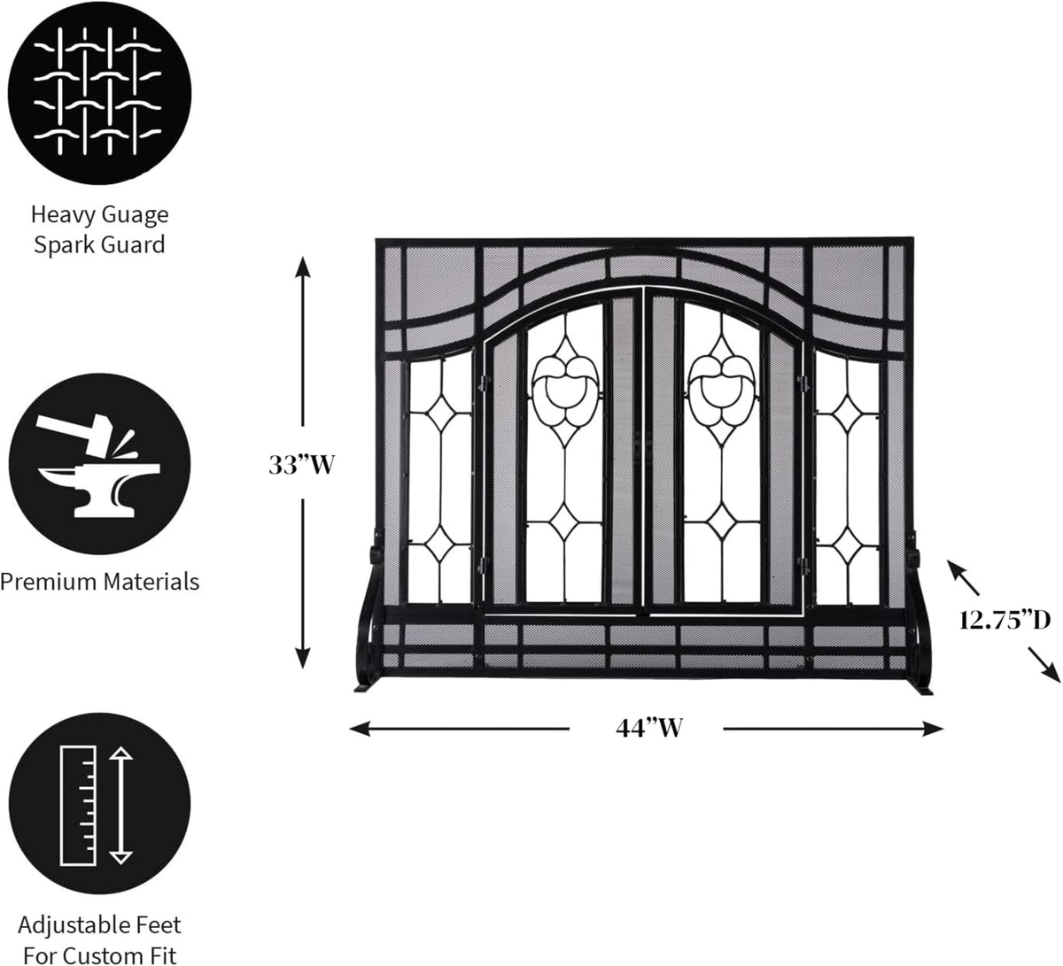 Black Metal Fireplace Screen S65819