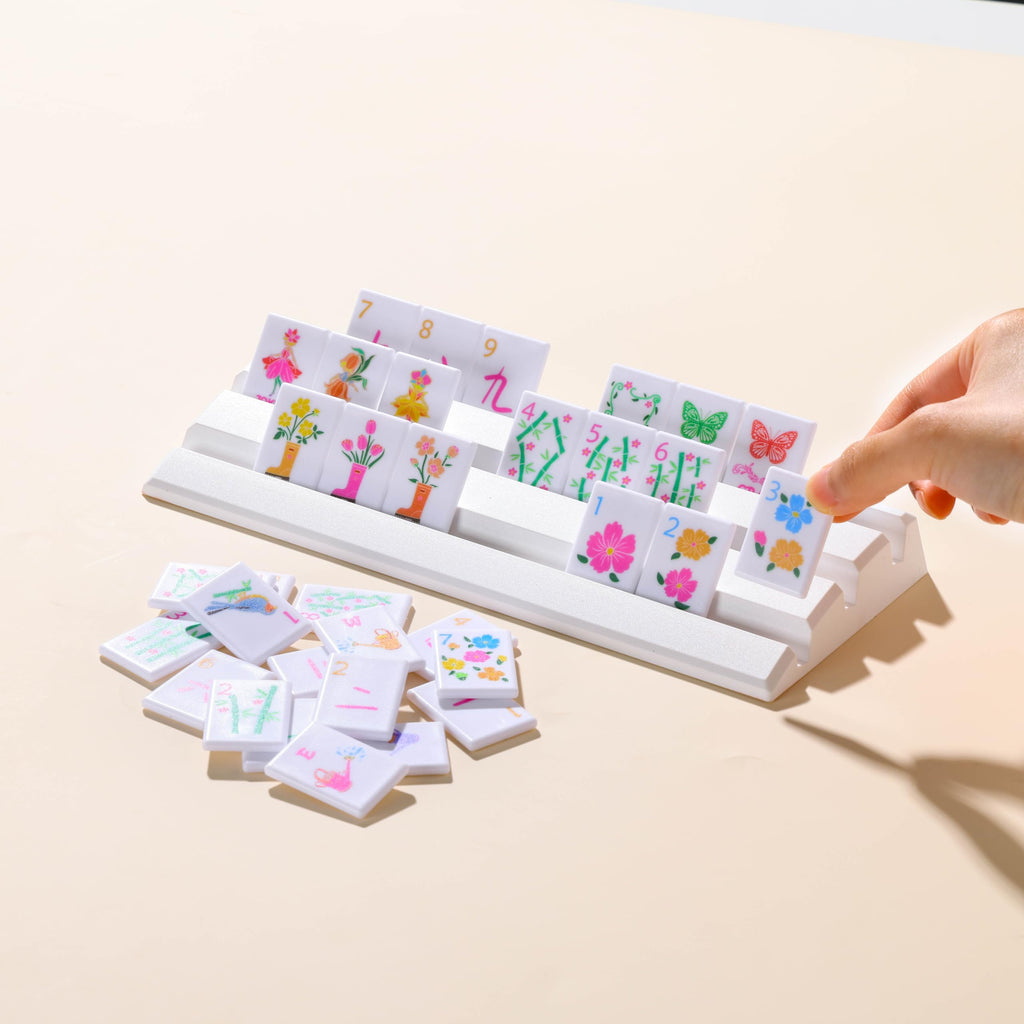 160 Printed Plastic Mahjong Set with Blue Carrying Bag M857721