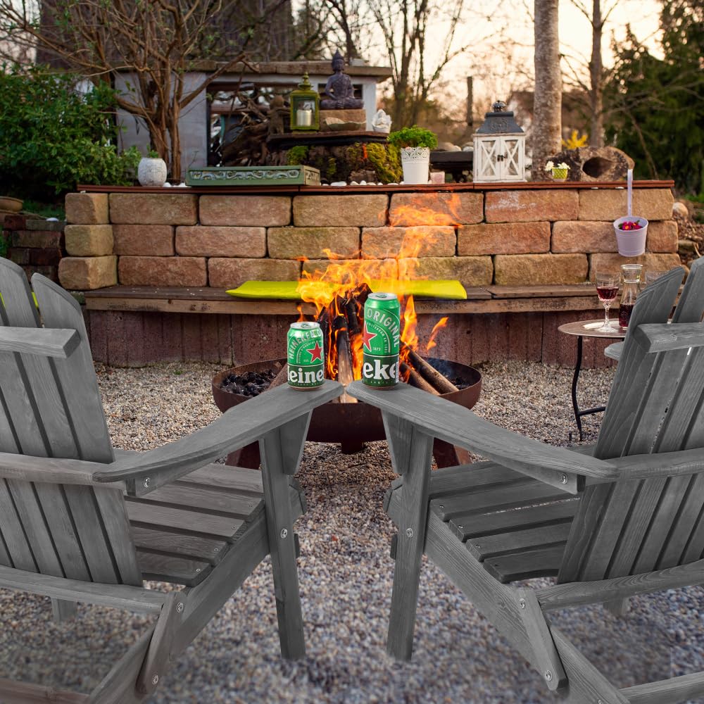 Wooden Folding Adirondack Chair Set of 2 Solid Cedar B774514