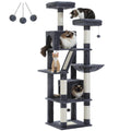 70 Inches Tall Dark Gray Cat Tree with 2 Condos G95260