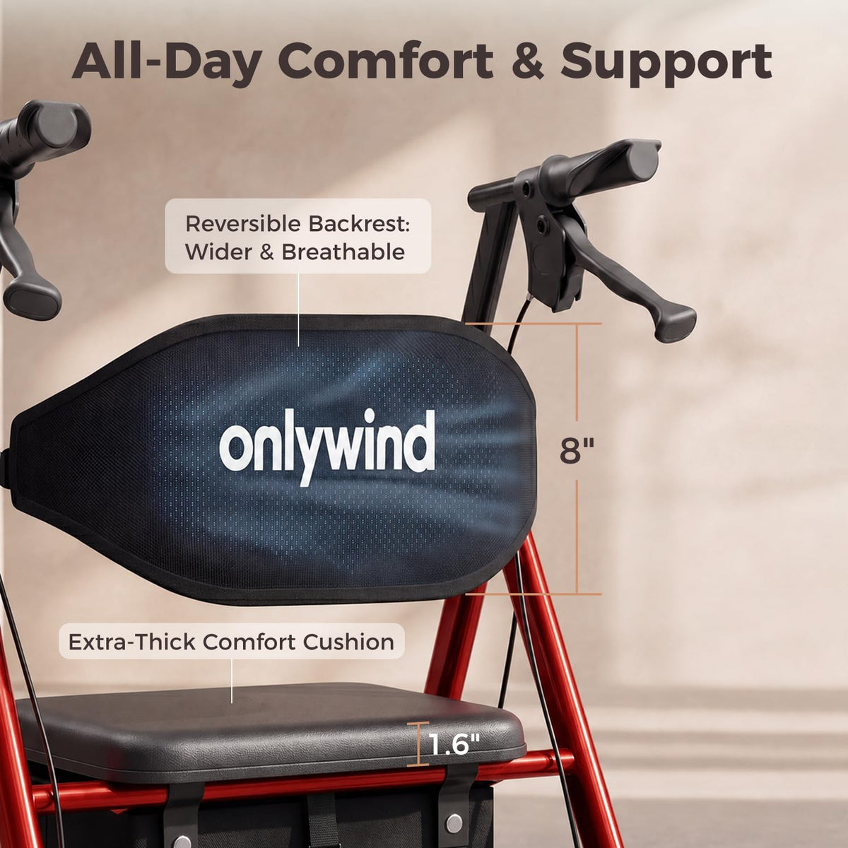 Lightweight Rollator Walkers Wheelchair Combo with Seat A73277