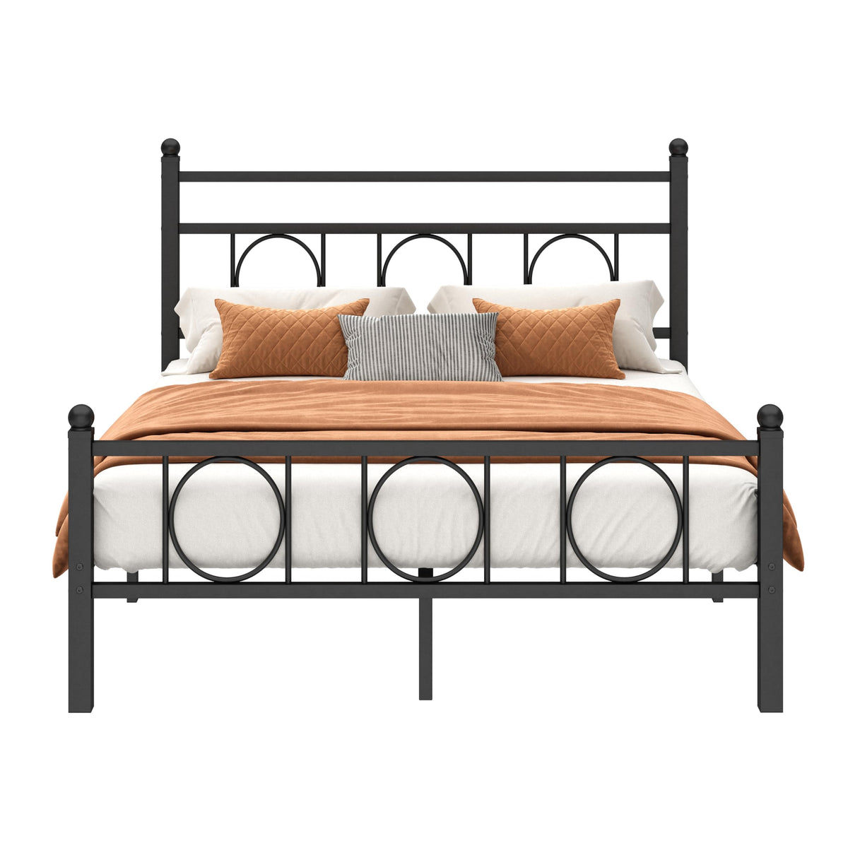 Black Full Bed Frame with Headboard H8083