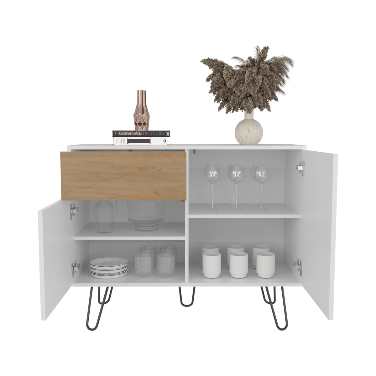39" Wide Console Table with Two Cabinets, One Drawer and Four Shelves Q552610