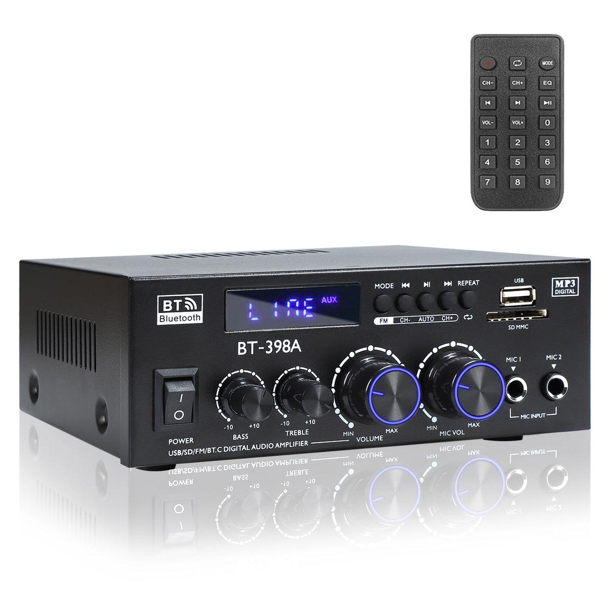 Bluetooth 5.0 Stereo Receivers, 2 Channel 450W Home Amplifier R6519