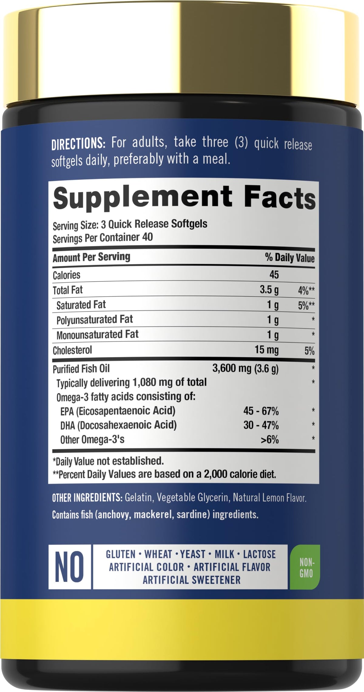 Fish Oil 3600mg 1080mg Omega 3 120 Count Z840797
