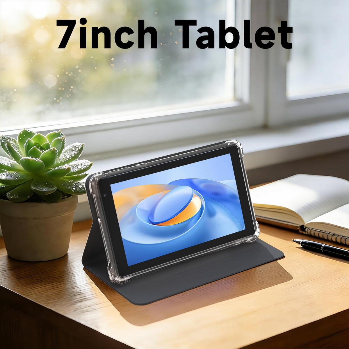 7 inch Android 14 Tablet with Case, 8GB RAM 32GB ROM, Black P8669
