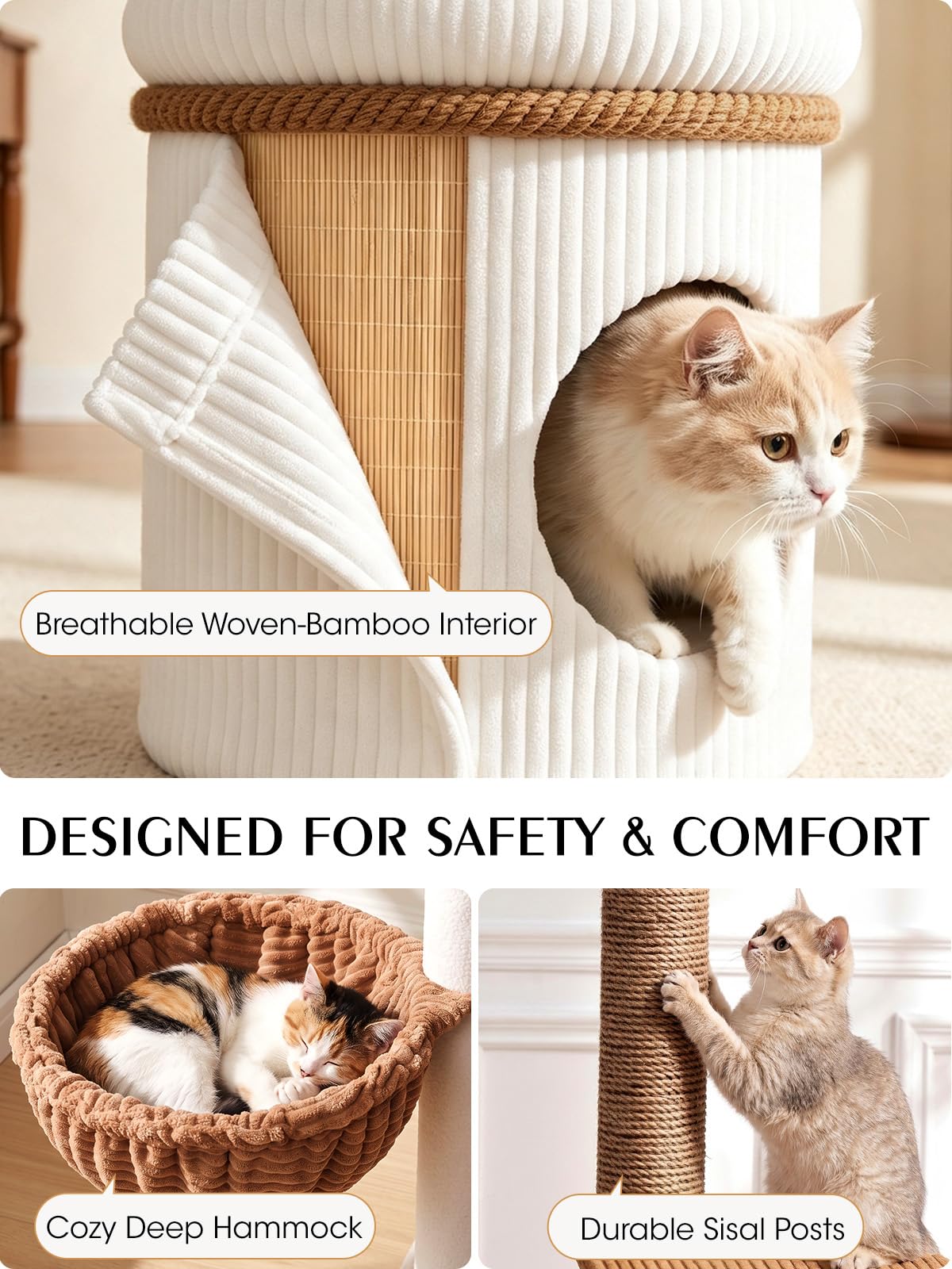 52" Corduroy Cat Tree Tower L5919