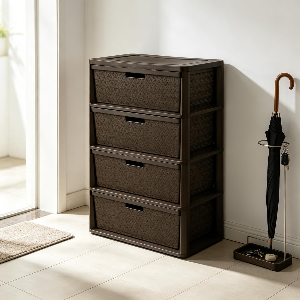 Brown 4-Drawer Storage Tower U476