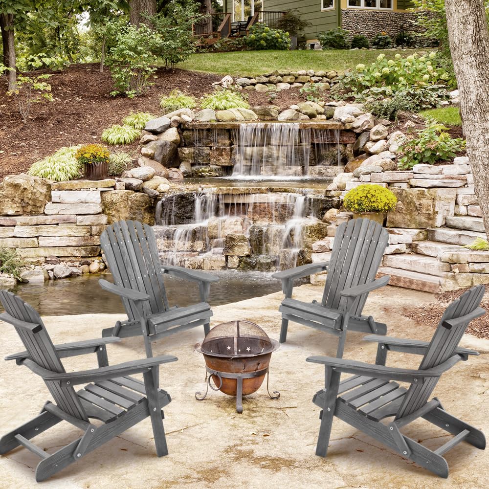 Wooden Folding Adirondack Chair Set of 2 Solid Cedar B774514