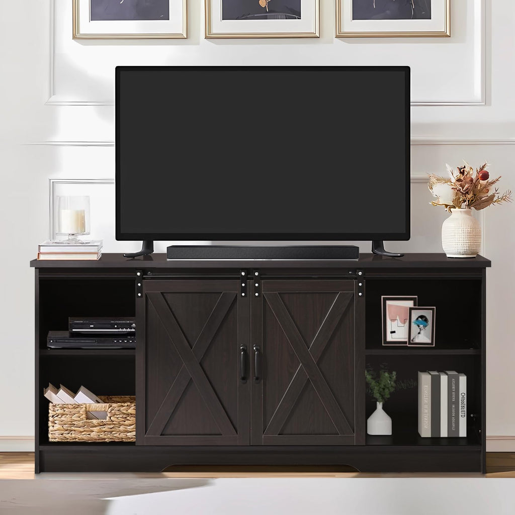 65 Inch TV Stand with Sliding Barn Doors H562
