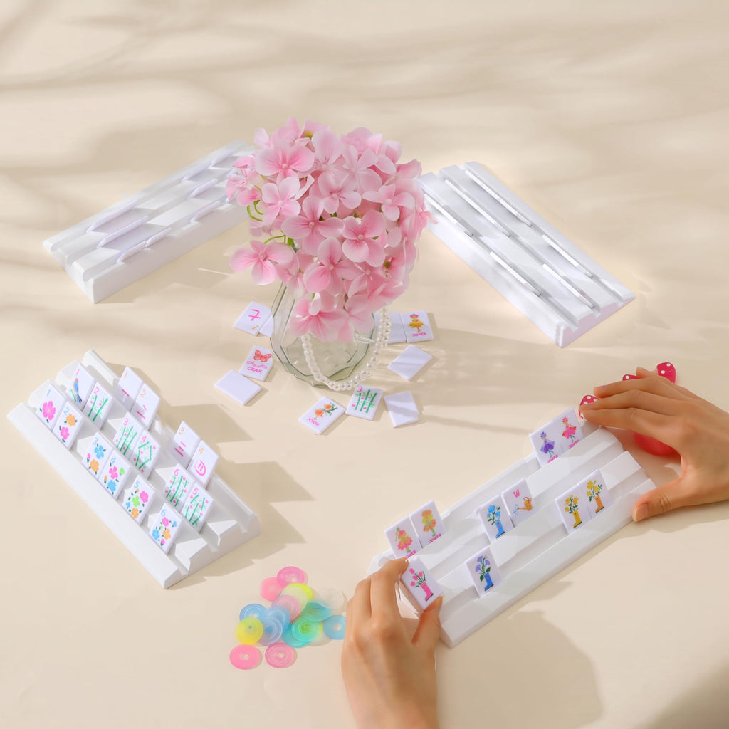 160 Printed Plastic Mahjong Set with Blue Carrying Bag M857721