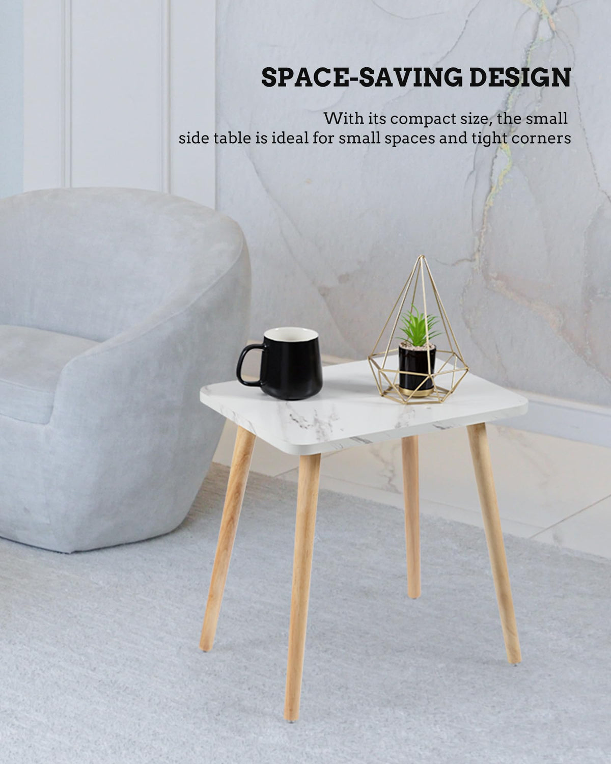 Set of 2 Small Side Table with Wood Legs C398186