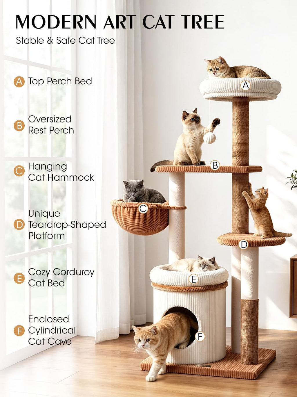 52" Corduroy Cat Tree Tower L5919