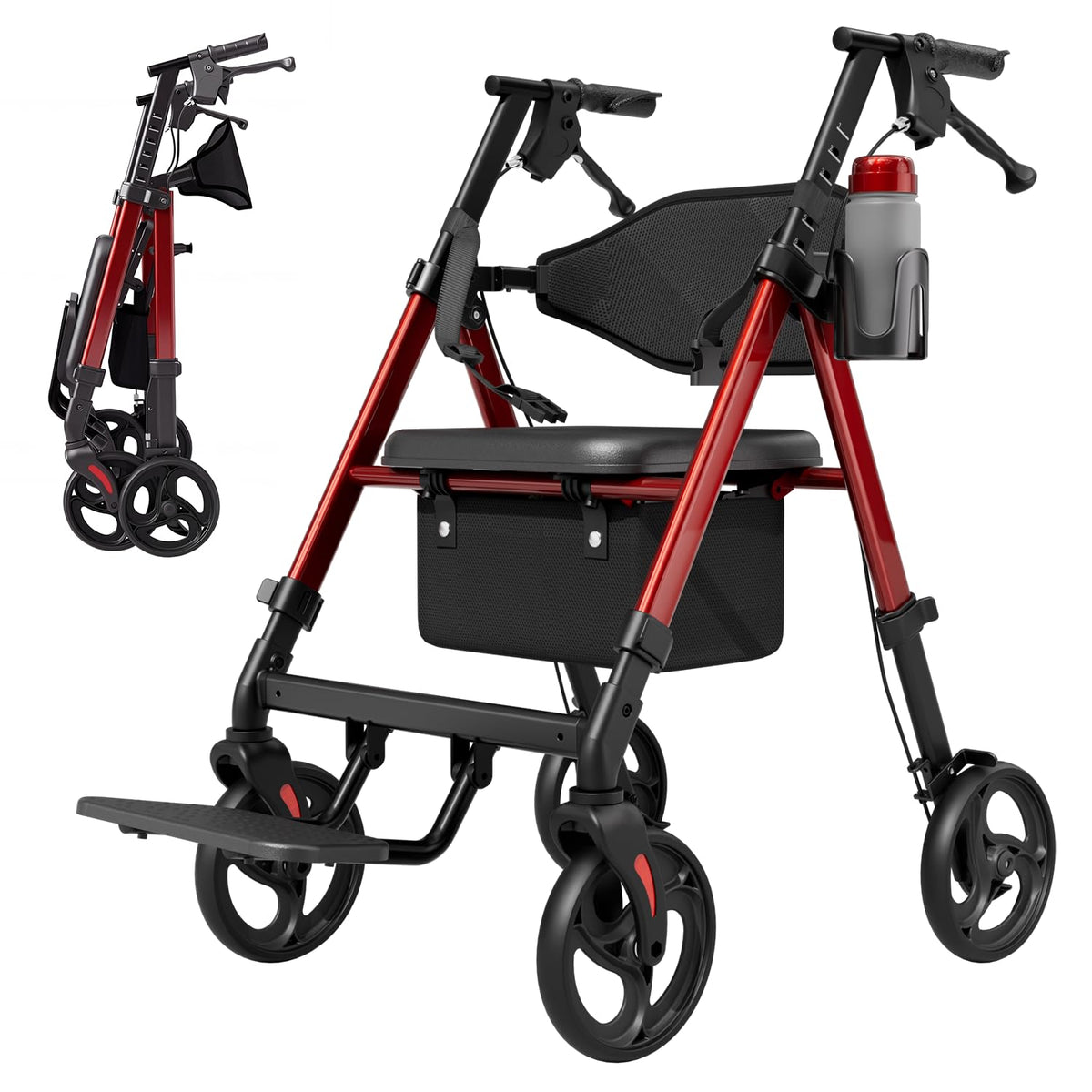 Lightweight Rollator Walkers Wheelchair Combo with Seat A73277