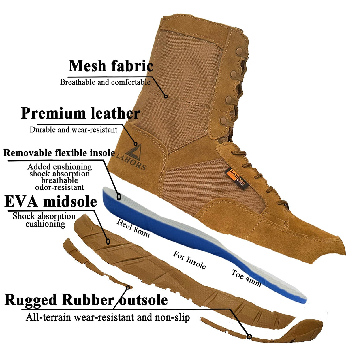 Coyote Brown Lace Up Tactical Boots J6522