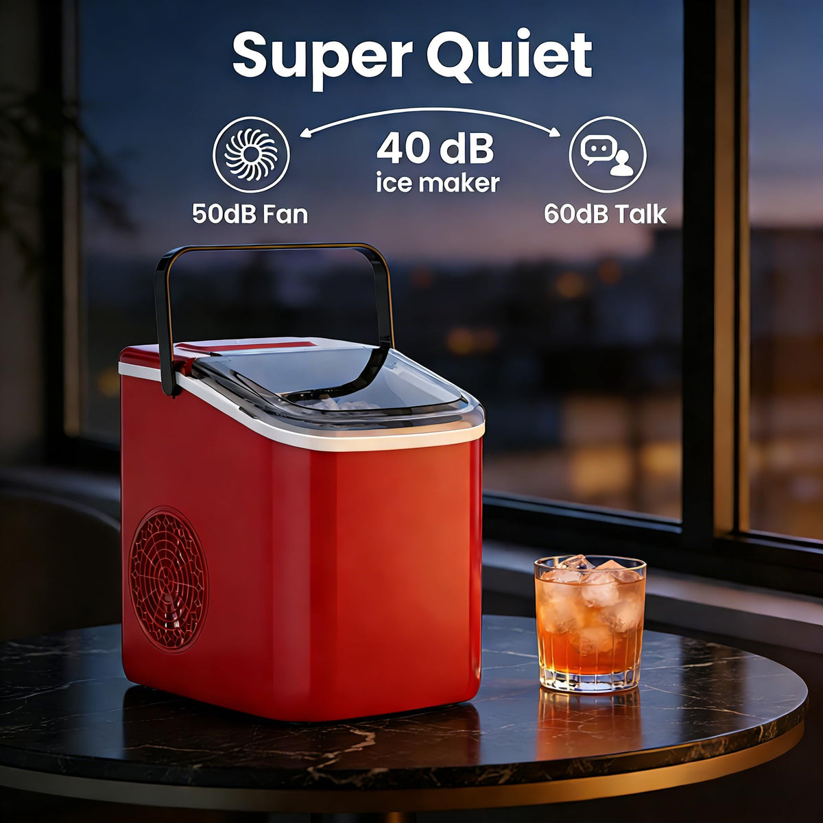 Portable Countertop Ice Maker with Self-Cleaning, 26lbs/24H A7638