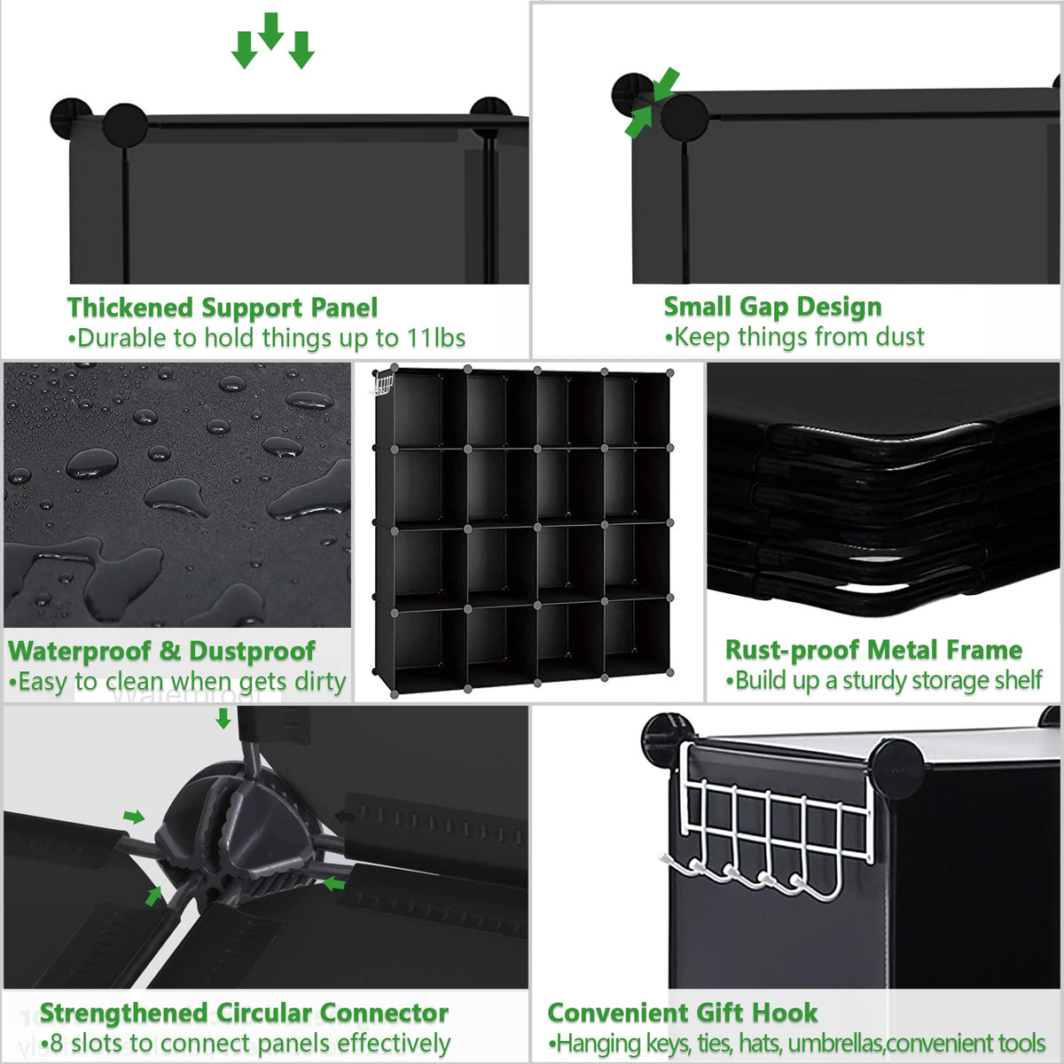 16 Cube Black Storage Organizer V9906