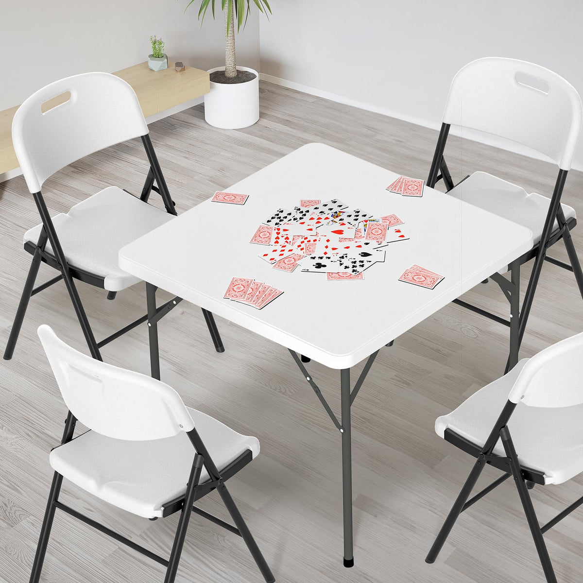White 34 inch Folding Card Table U303991