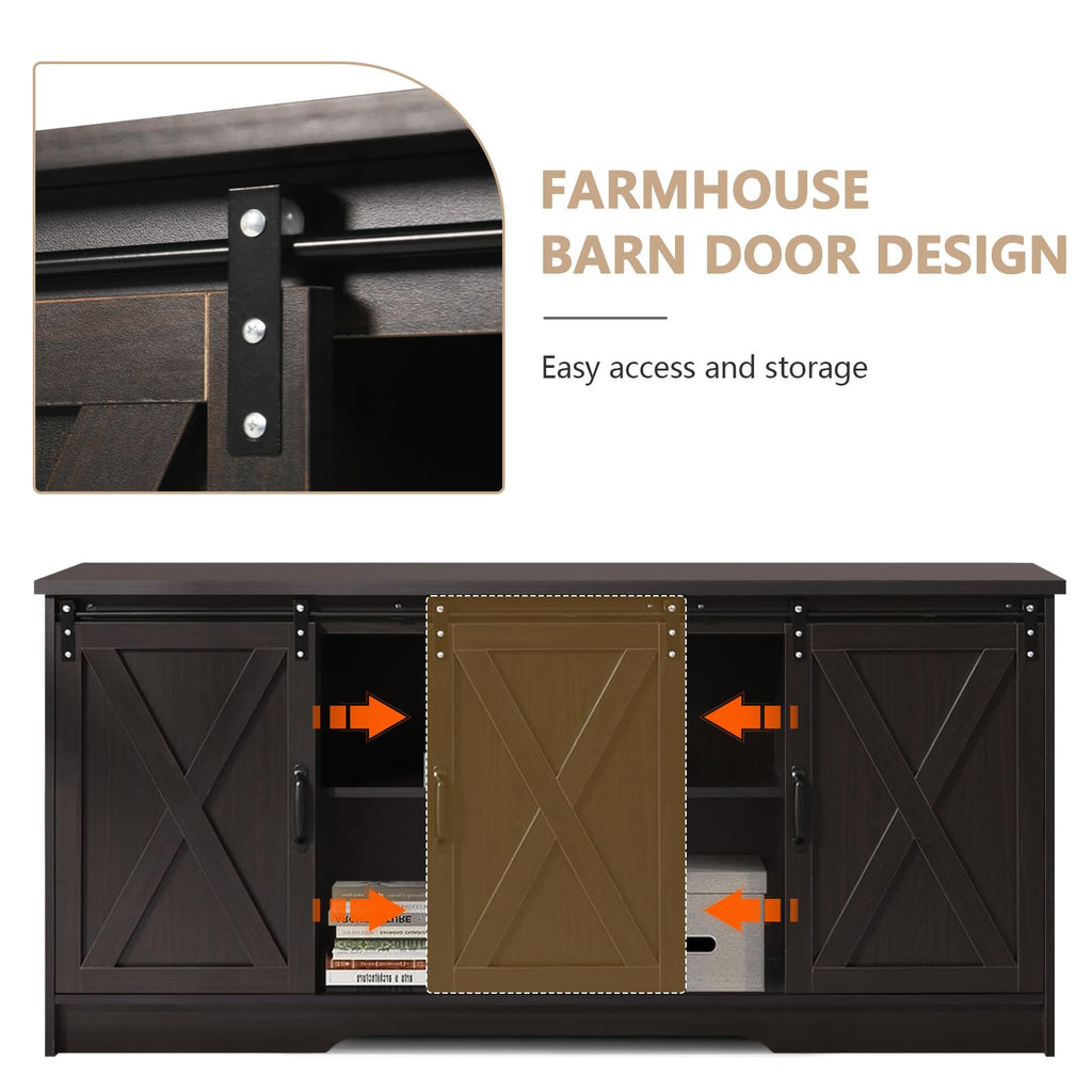 65 Inch TV Stand with Sliding Barn Doors H562